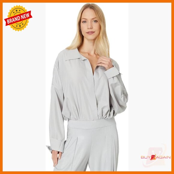 Oversized Bodysuit with Velcro Closure Long Sleeve Polyester
